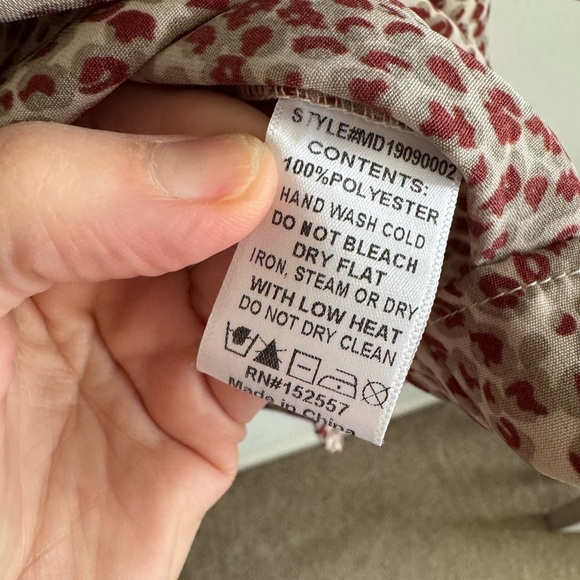 Mimi + Daphne brown leopard print boho babydoll blouse top size M - Picture 8 of 8